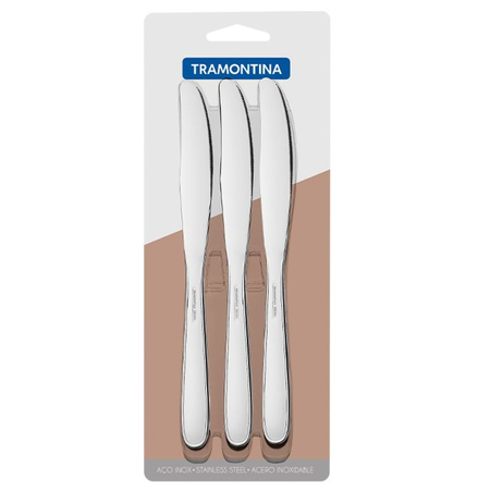 Set X 3 Cuchillos De Mesa Maresias Acero Inox Tramontina Plateado