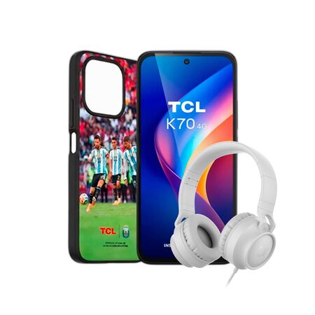 Combo TCL K70 4+8+128GB Midnight Black AFA + Auricular Dekkin Vincha USB-C