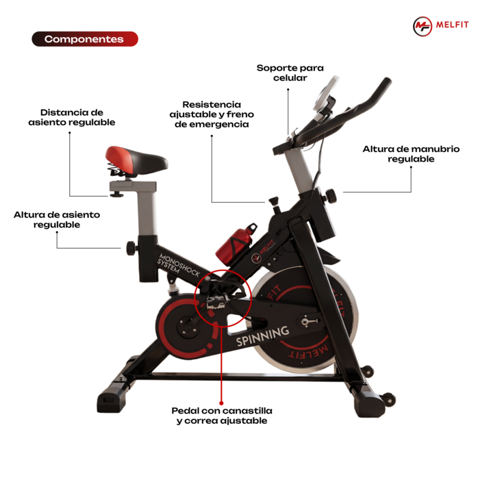 Bicicleta Fija Spinning Melfit 10kg - Vista 3