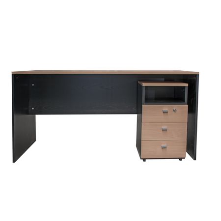 Escritorio Profesional 3 Cajones 1.50 Mts Platinum Negro y Haya