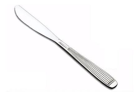 Cuchillo Mesa Lypsa Rayado Acero Inoxidable Pack X12 Plateado