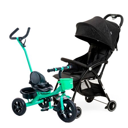 Combo Cochecito Bebesit Foldy 1250 + Triciclo Bebesit SL-1701-C Verde