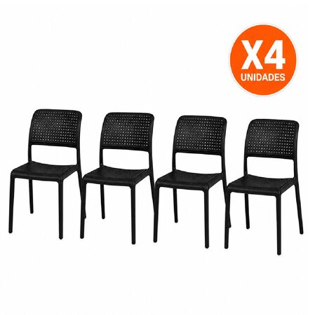 Combo x4 Silla Quality Plastic Modelo Mai Apilable Reforzado