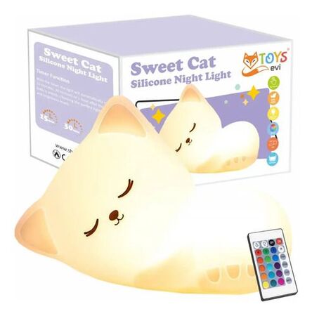 Lámpara Nocturna De Silicona  Gato Dormido