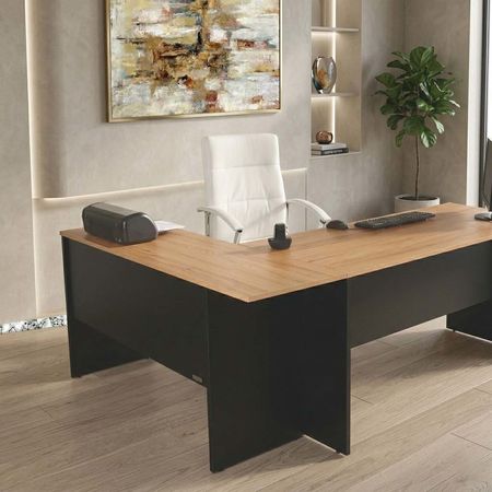 Escritorio Nexo Esquinero PLATINUM Negro Haya