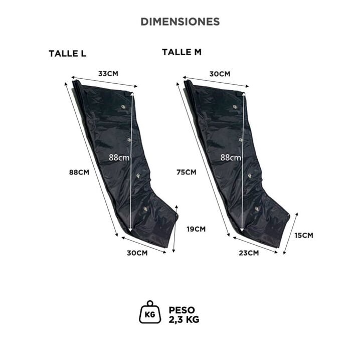 Botas de Presoterapia Gadnic Recuperacion Muscular 9 Niveles Piernas Cintura (Negro M) - Vista 6