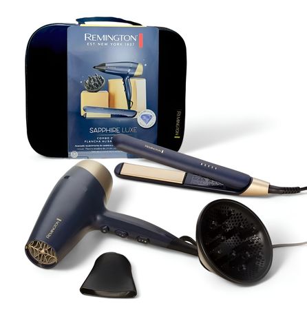 Combo Remington Sapphire Luxe Planchita + Secador + Bolso