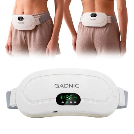 Masajeador Abdominal GADNIC Alivio Menstrual Calor Terapéutico Recargable (Color Blanco)