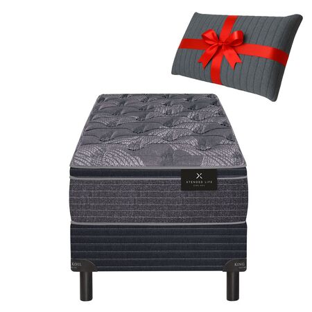 Colchon y Sommier King Koil XL Advanced 1 Plaza 80x190cm De Resortes LFK Con Pillow Viscoelastico + Almohada de Regalo