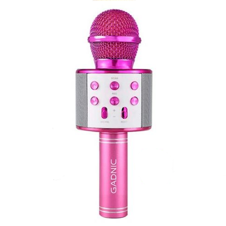 Micrófono Rosa Gadnic KM-01 Karaoke Inalámbrico Bluetooth c/ Efectos de Voz