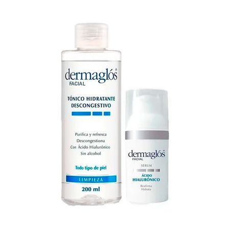 Set Dermaglos Serum + Tonico Hidratacion Limpieza