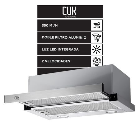 Extractor Purificador De Cocina CUK By Gadnic Extensible 60 Cm Acero Inoxidable 350 m³/h