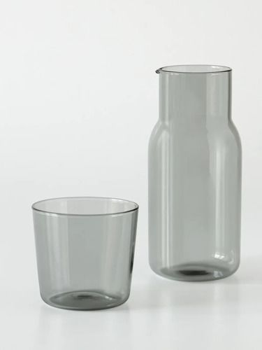 Jarra Y Vaso Blackly Gris 500ml 250ml Vidrio Gris - Vista 1
