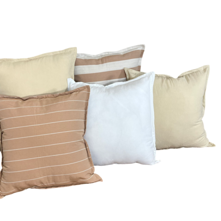  Combo 5 almohadones Tusor 40x40 Diseños beige, raya gruesa, fina y offwhite