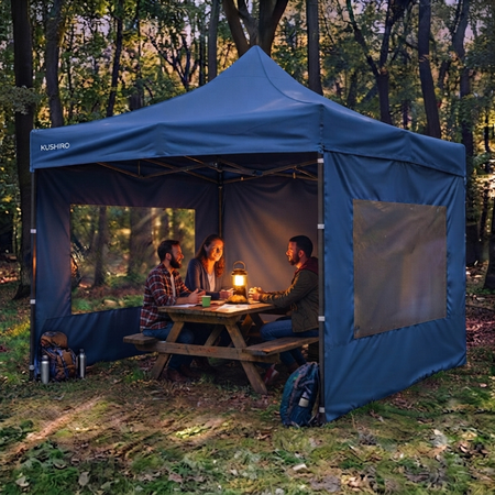 Gazebo De Acero 3x3 Con Paredes Fgki-02bl Azul Kushiro