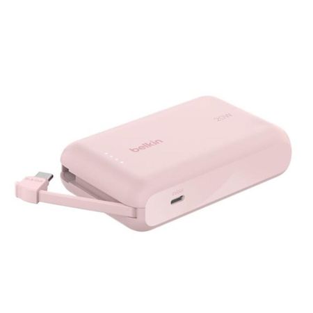 Power Bank Belkin with 20W PD + Integrated USB-C Cable 10K Rosa