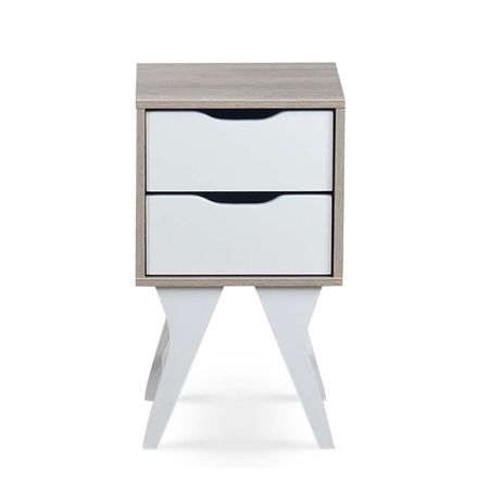 Mesa De Luz Winco 2 Cajones Blanco y Barrique