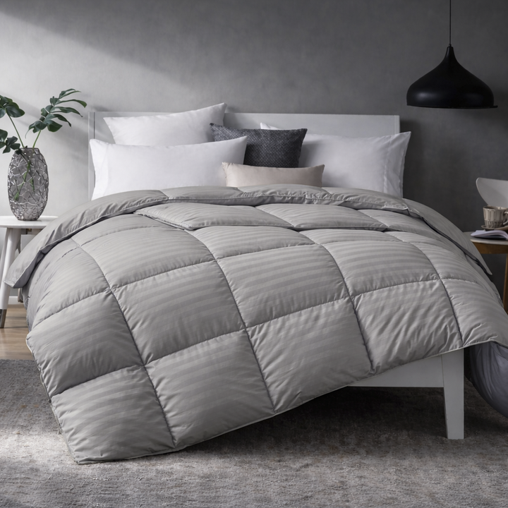 Acolchado Dobby Premium King size Hotelero con fundas para cama 2.00x2.00 Gris - Vista 1