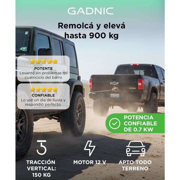 Aparejo Eléctrico Gadnic AP122000LB Portátil Remolque 900kg 10m - Vista 2