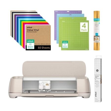 Cricut Maker 4 Vinilo Multicolor y Dorado Texturizado Cinta de Transferencia y Pack de Tapetes