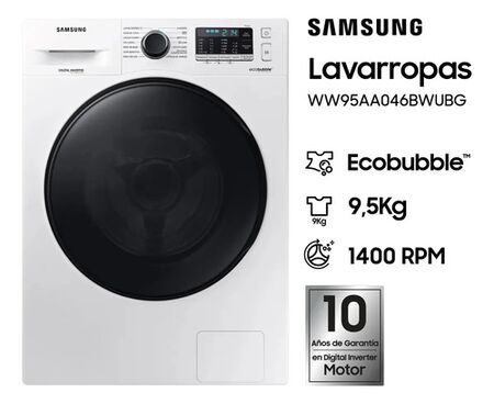 Lavarropas Samsung Carga Frontal 9,5KG WW95AA046BWUBG Blanco