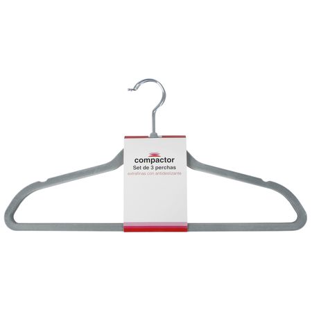 Set x 24 Perchas Slim Terciopelo Antideslizante Ultradelgadas Gris