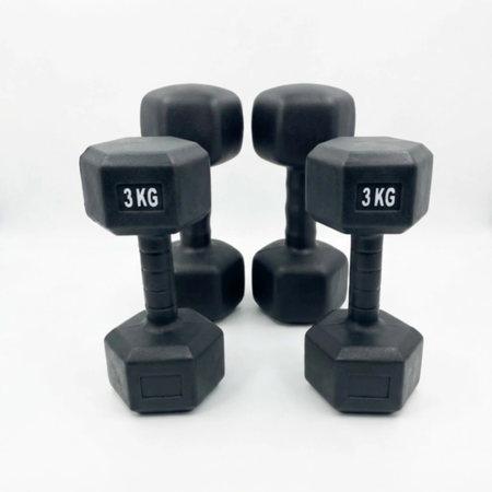 Combo 4 Mancuernas Hexagonales – 2 de 1 kg + 2 de 3 kg