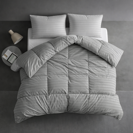 Acolchado Dobby Premium King size Hotelero con fundas para cama 2.00x2.00  Gris