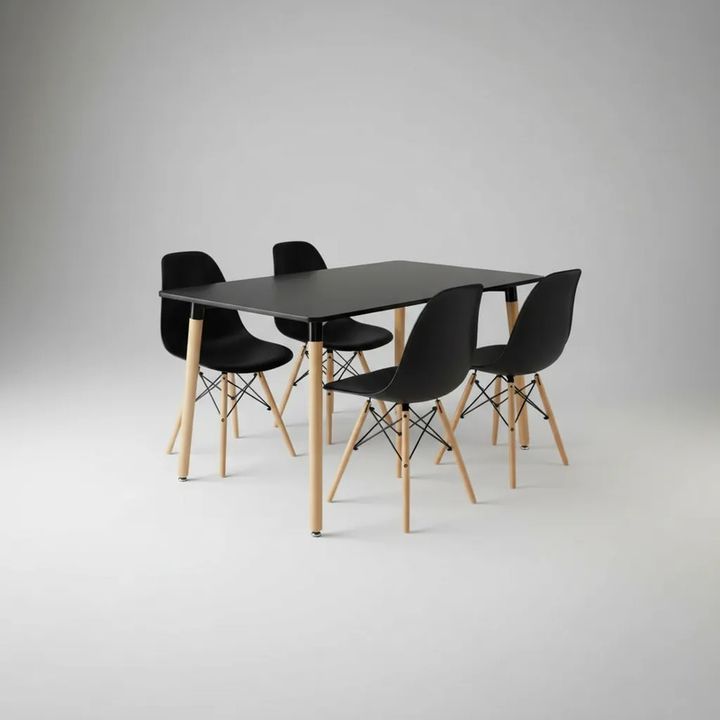 Juego De Comedor Mesa Nordica 120x80+6 Sillas Eames Negro - Vista 2