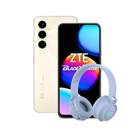 Combo ZTE V80 Max 4+256GB Dorado + Auriculares Dekkin Vincha Celeste