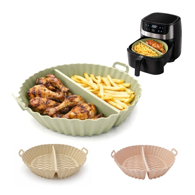 Molde Silicona Doble Air Fryer Horno 18 cm Con Divisor Beige - Vista 6