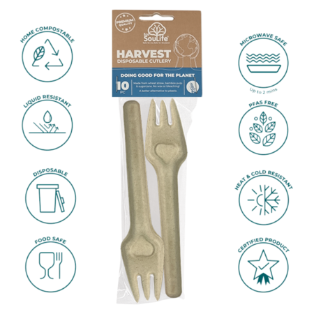 Set x 10 Tenedores Descartables Ecológicos Biodegradables  Aston Compostables