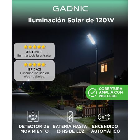 Reflector Solar Led Gadnic S-LIGHT10 Sensor De Movimiento Exterior 120W