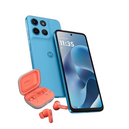 Combo Moto G17 4+256GB Alaskan Blue + Moto Buds Guitar Peach Pink