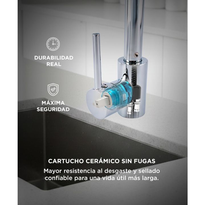 Griferia Canilla Monocomando Rieti by Gadnic Extensible y Flexible - Vista 4