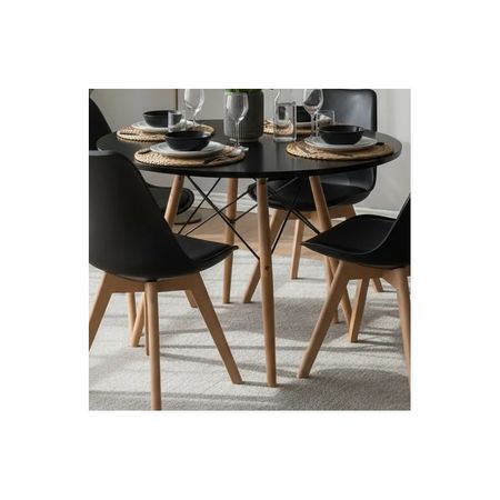 Juego De Comedor Mesa Eames 100cm+4 Sillas Tulip Negro