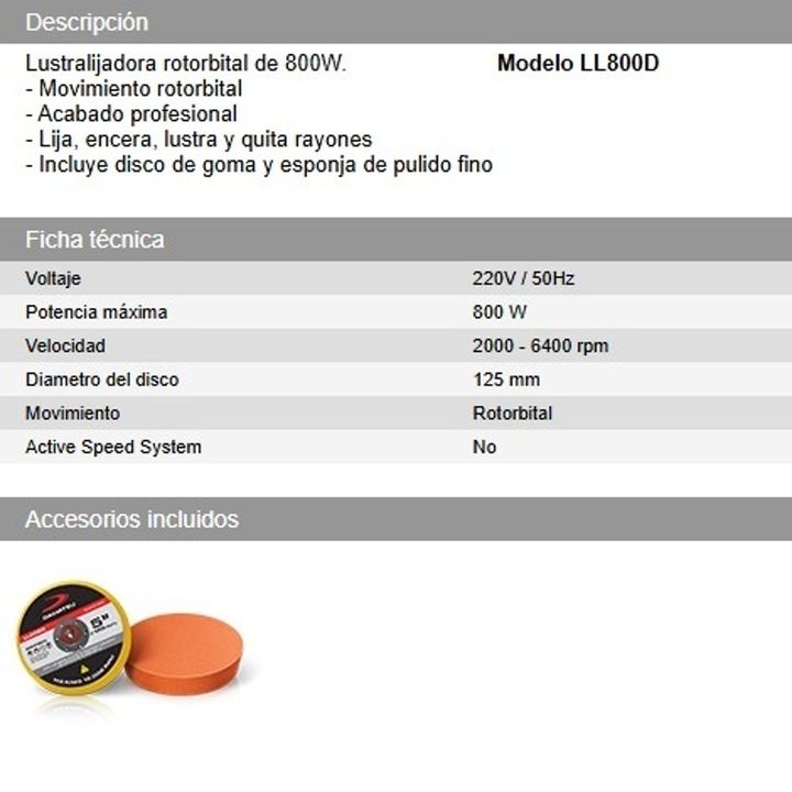 Lustralijadora pulidora Rotorbital 800w DAIHATSU - Vista 6