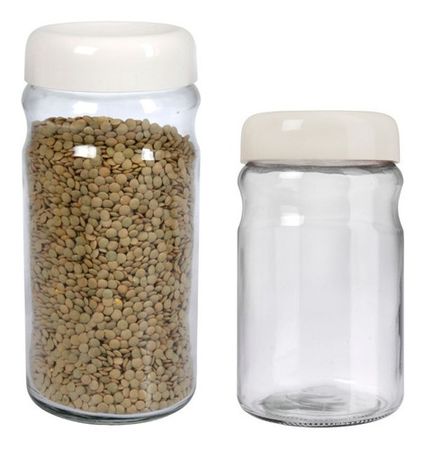 Set x 2 Frasco Vidrio Hermético Cierre Rosca Tapa Plástica Crema