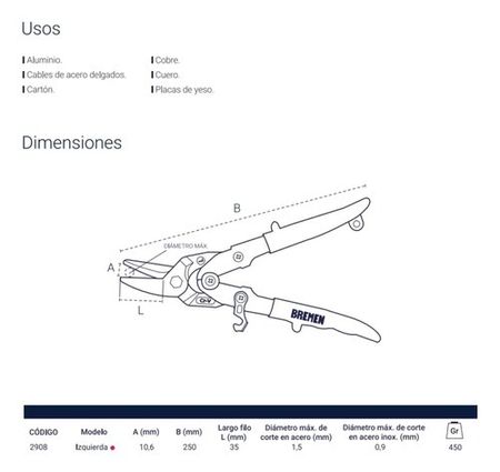 Tijera de Chapa Aviación Bremen Izquierda