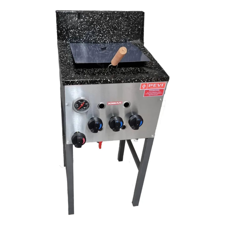 Freidora Industrial A Gas 18 L Pevi C/ Válvula De Seguridad Acero Inoxidable 50 Hz