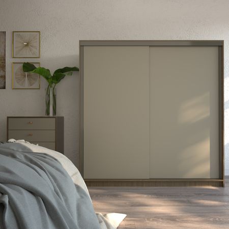 Placard Corredizo 1,80 2 Cajones Nogal Gris