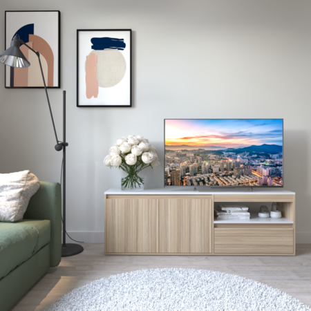 Mueble Rack TV de 154 CM para Living Coco Bolo Blanco