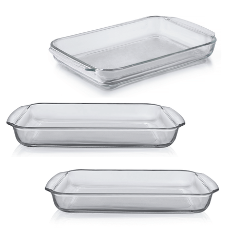 Set X 3 Fuentes De Vidrio Para Horno