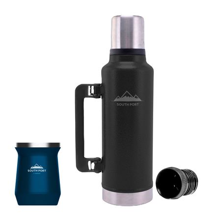 Kit de Termo Negro 1.3L South Port con Mate Azul Acero Inoxidable