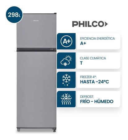 Heladera Con Freezer Cycle Defrost Philco Phct302x 298l Cts Color Acero inoxidable