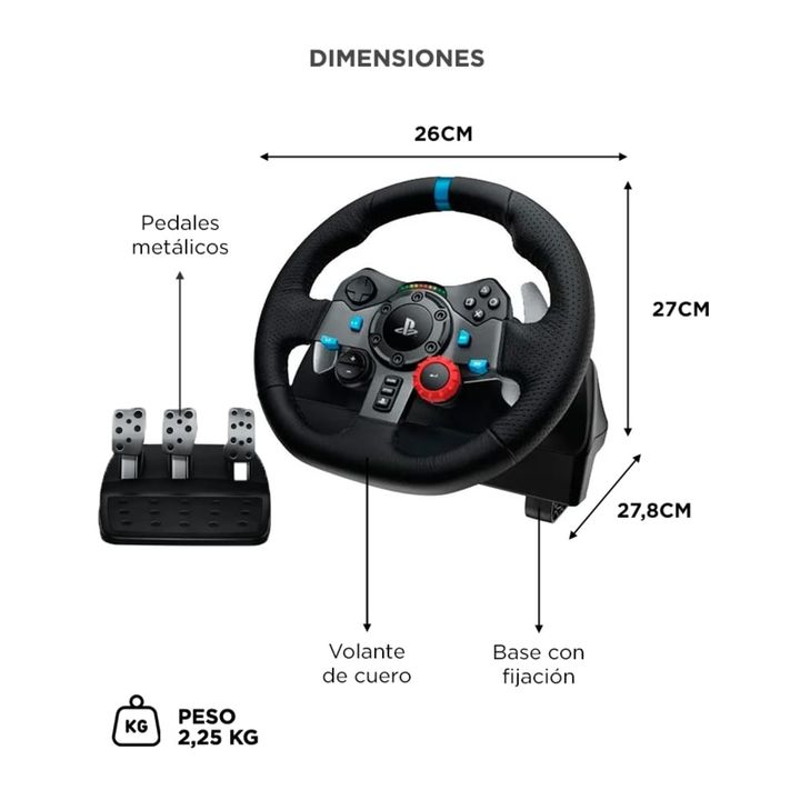 Volante Logitech G29 Force Feedback Realista Simulación 900 Grados Con Pedales Incluidos - Vista 6