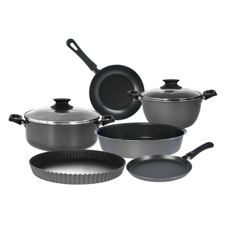 Bateria Cocina Antiadherente Aston Olla Cacerola Sarten Panquequera Tortera Tartera