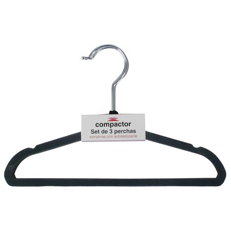 Set X 60 Perchas Slim Terciopelo Infantiles Ultralivianas Negros