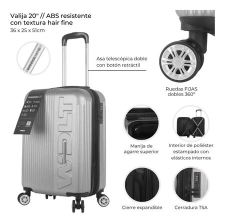 Valija Wanderlust Hard Abs 20 Pulg Expandible Plata 39376