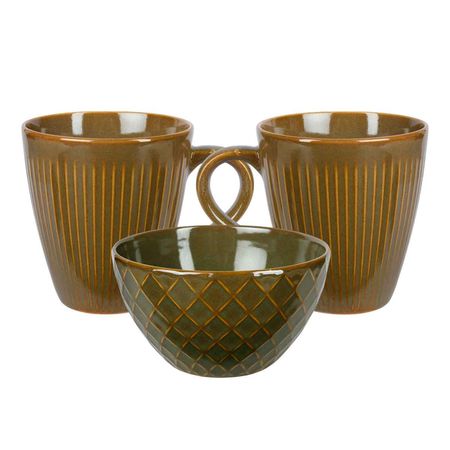 Set 3 unid Taza Jarro Mug con Bowl Compotera Dip Envejecidos Aston